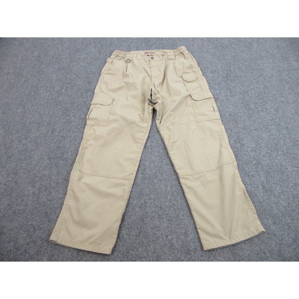5.11 Tactical Pants Mens 34x30 Beige Cargo Canvas Elastic Waist Workwear Outdoor